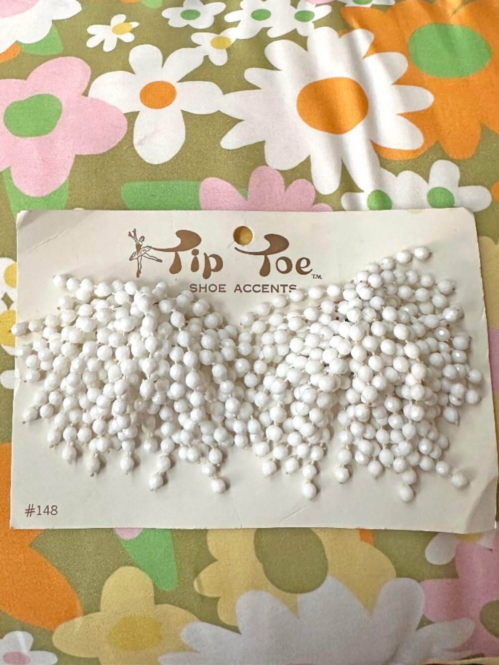 Vintage White Beaded Vintage Deadstock Shoe Clips Accessory